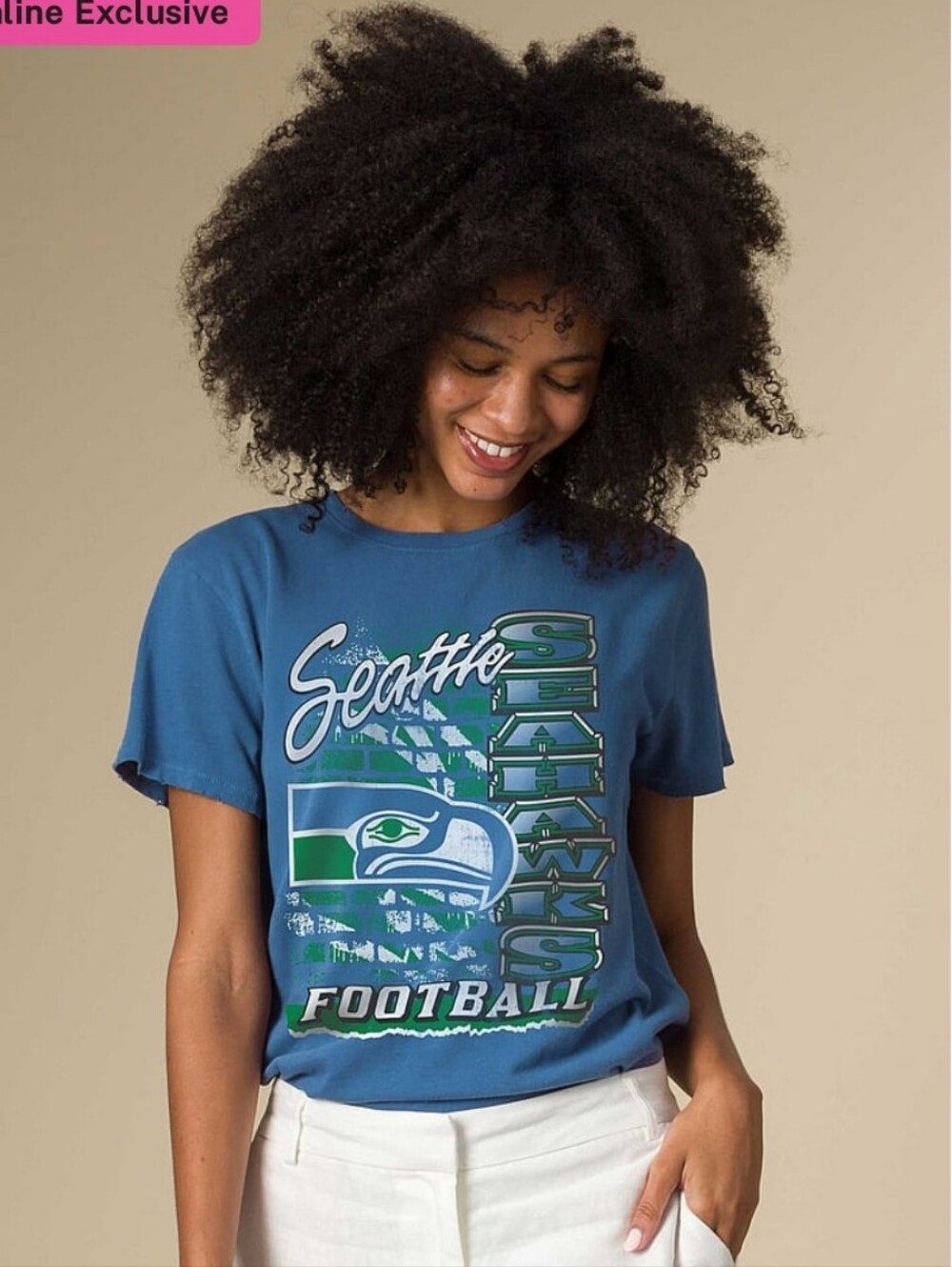 PINK Victoria's Secret NWT Blue Seattle Seahawks Graphic MVP Vintage Tee